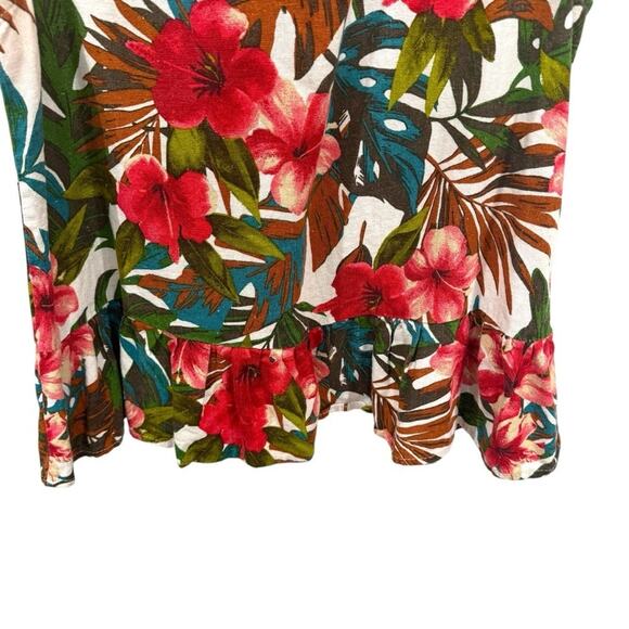 EVERLY Women's Red Green Floral Keyhole Back Ruffle Tank Top Size S - Picture 5 of 9